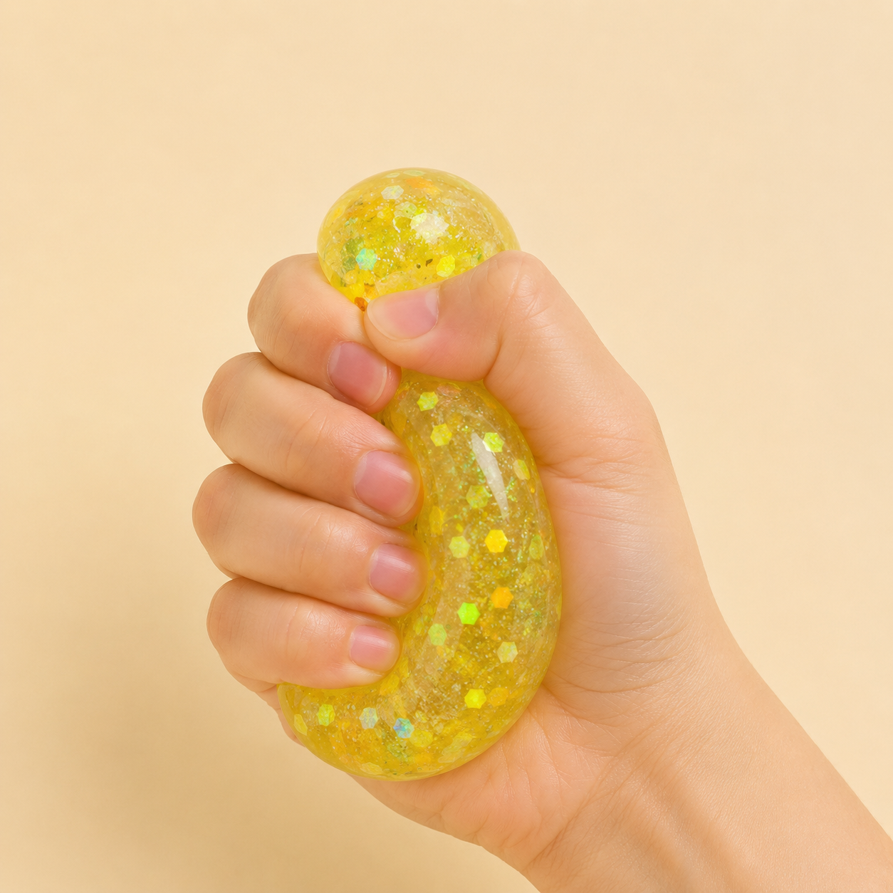 Citrine Heart Crystal Glitter Sensory Squishy