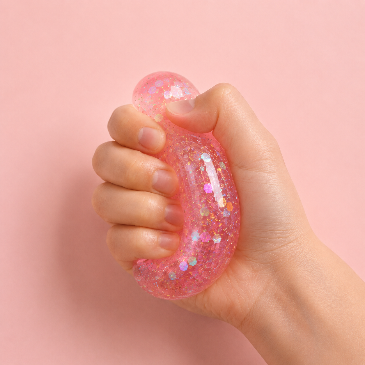 Rose Quartz Heart Crystal Glitter Sensory Squishy