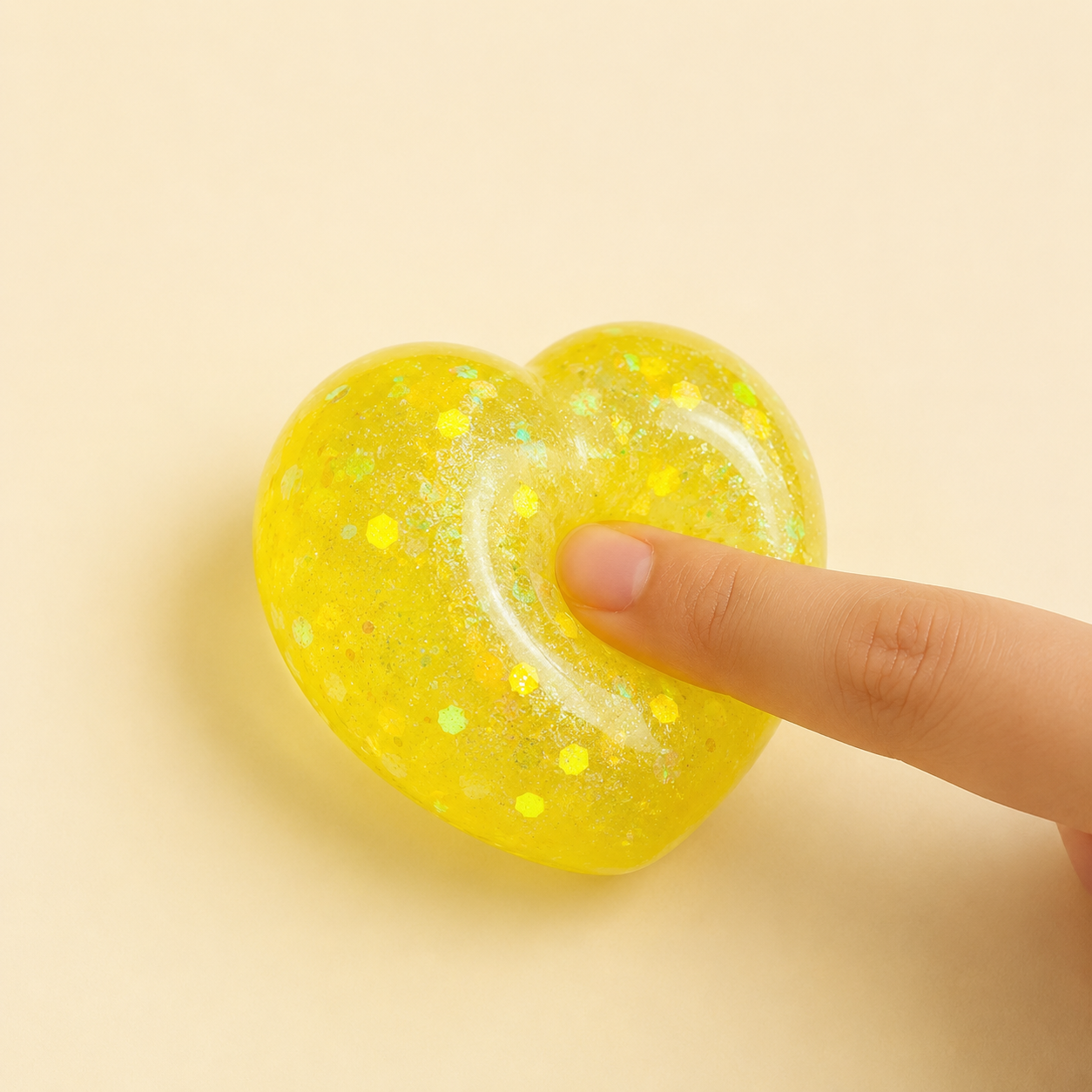 Citrine Heart Crystal Glitter Sensory Squishy
