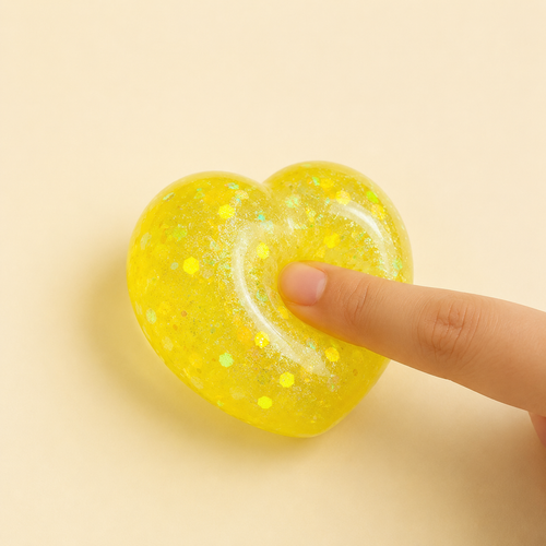 Citrine Heart Crystal Glitter Sensory Squishy