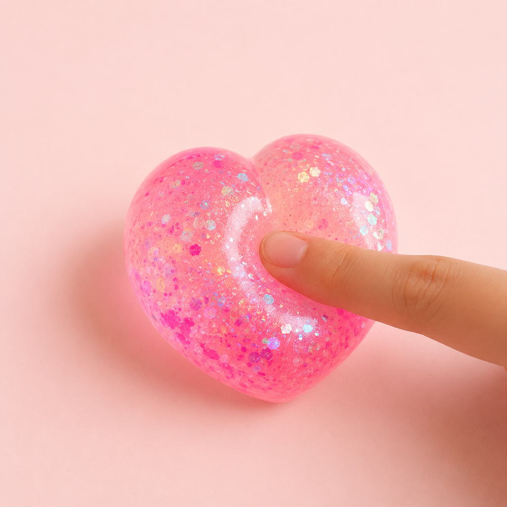 Rose Quartz Heart Crystal Glitter Sensory Squishy