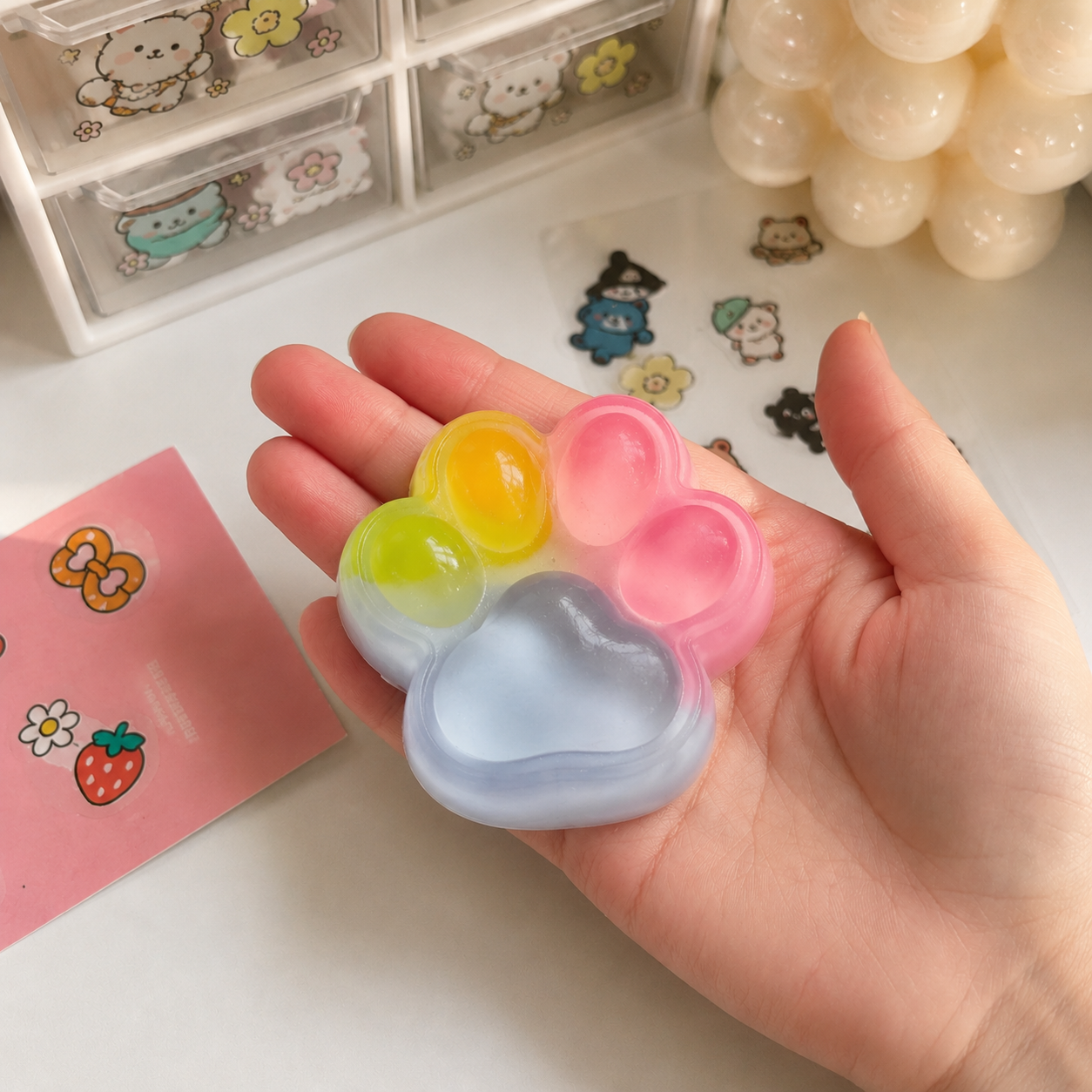 Mini Pastel Paw Squishy 🐾🌈