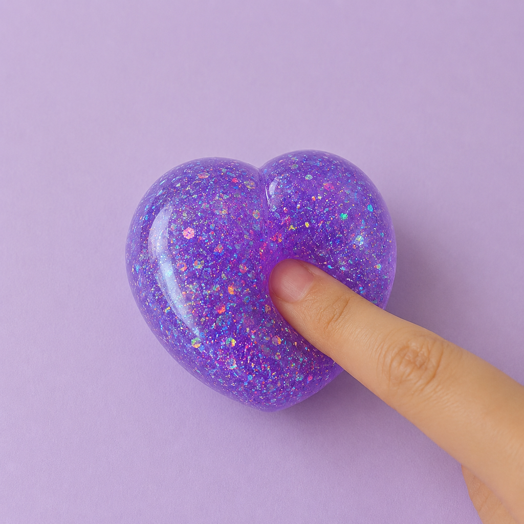 Amethyst Heart-Crystal Glitter Sensory Squishy