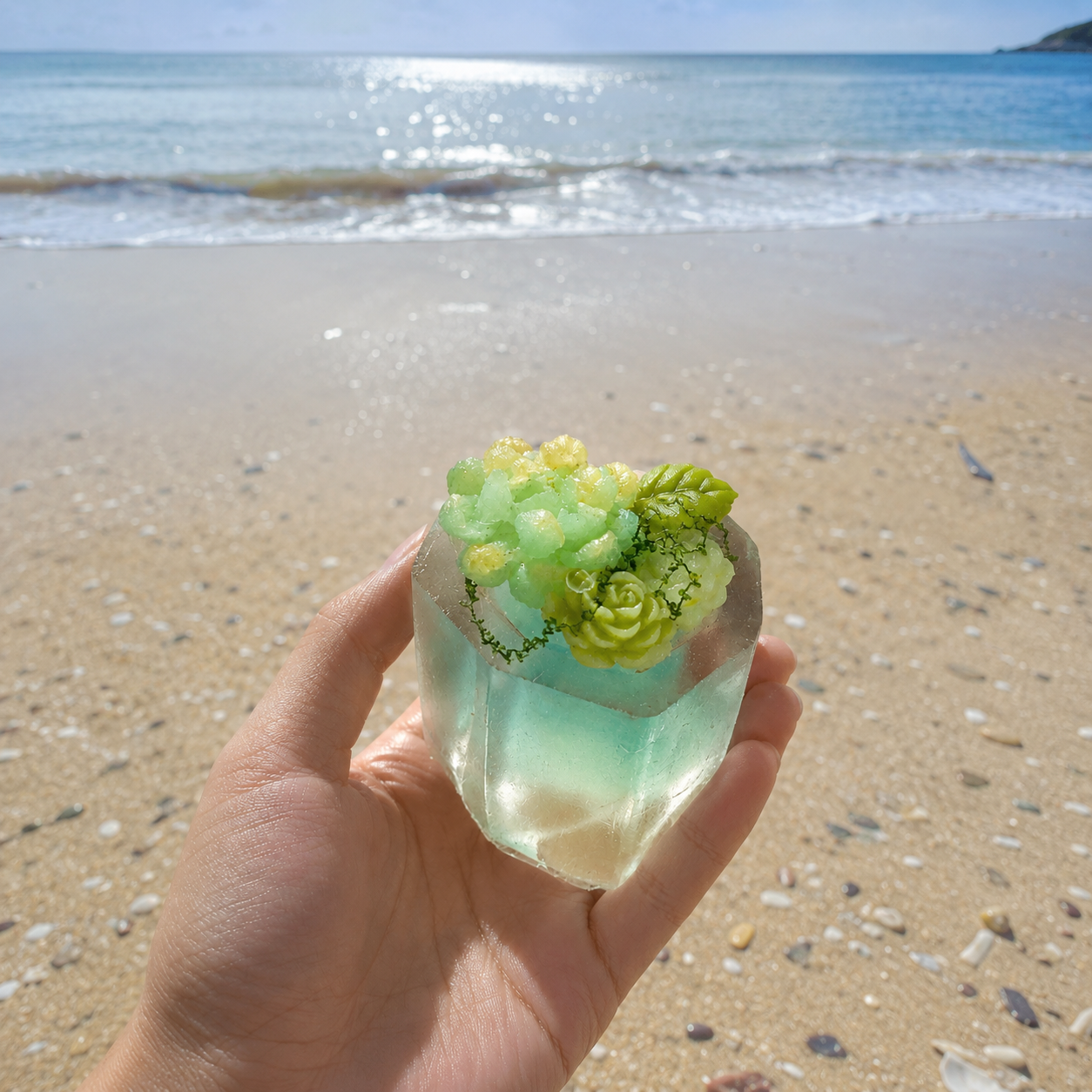 Seafoam Succulent Squishy-HandMade